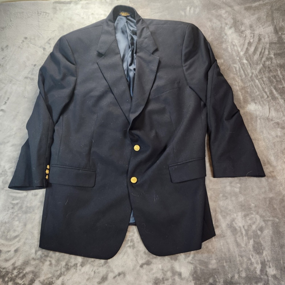Brooks Brothers Blazer Mens 42R Navy Blue Brooksease Wool Made In USA